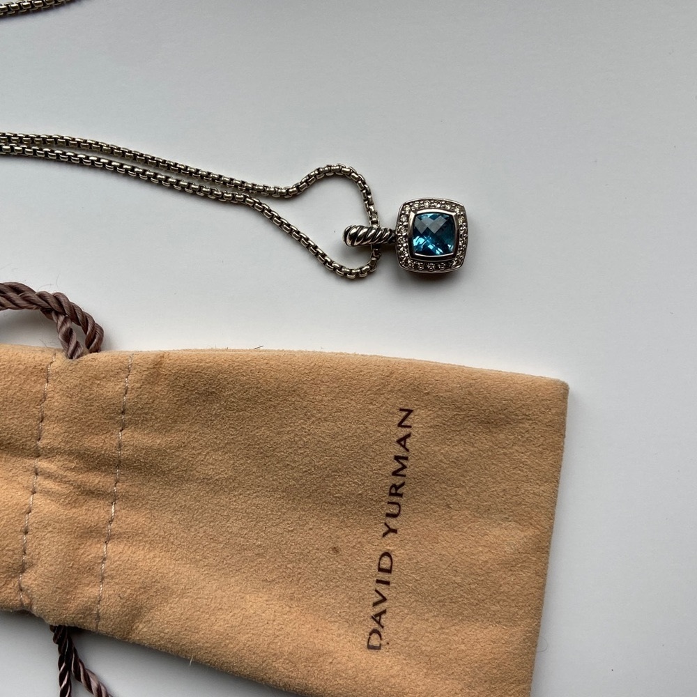 David Yurman Petite Albion Blue Topaz Pendant Necklace